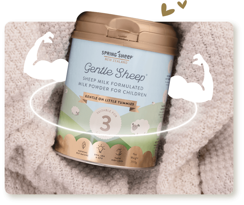 Two sachets of Spring Sheep Gentle Sheep toddler milk drink sample sachets